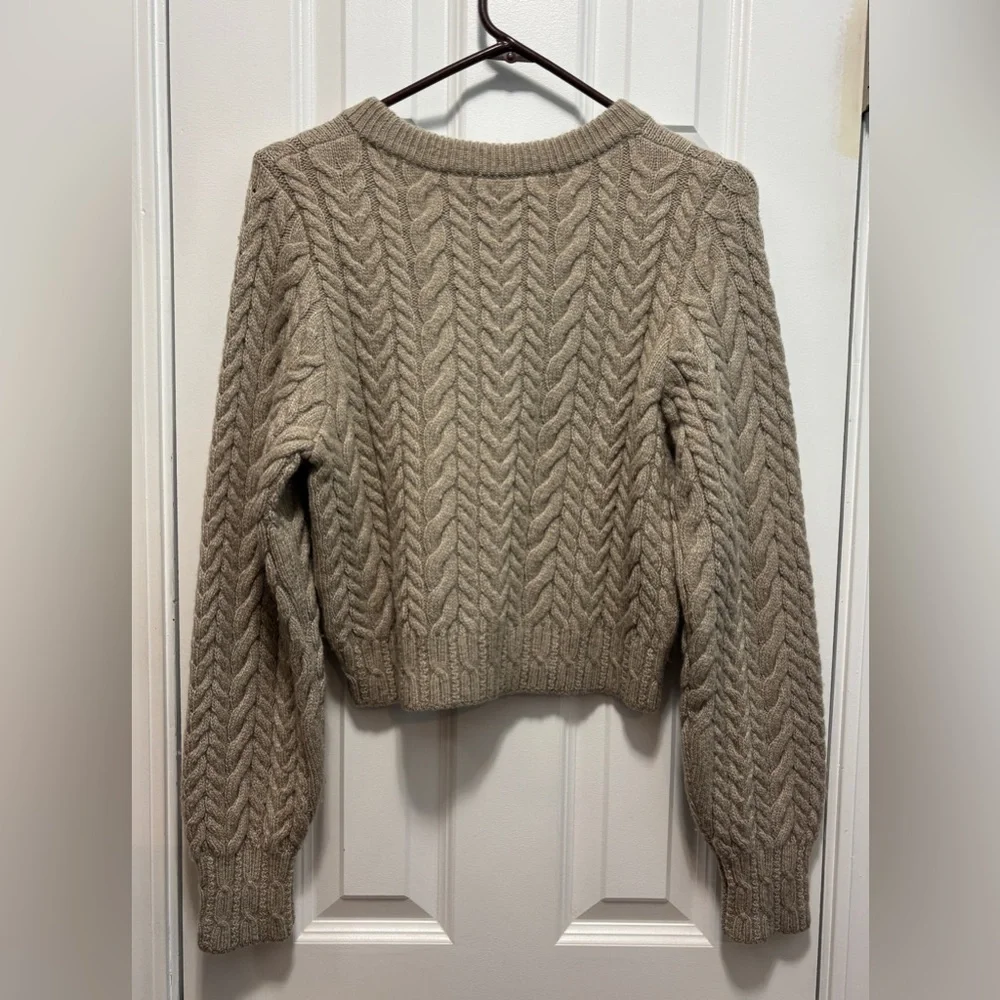 & Other Stories Women's Brown Crewneck Cable Knit Wool/Alpaca Sweater Size Small